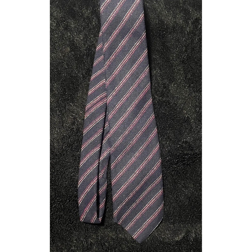Yves Saint Laurent wool Neck Tie Heather Mist Striped Wool Italy 58"